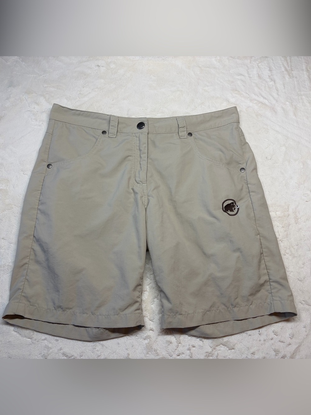 Mammut Shorts Womens Sz 6 Tan Lightweight Runbold Hiking Climbing (#1020-08270)